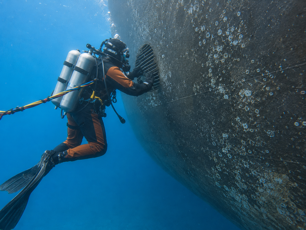 underwater See chest Ship sea chest Cleaning Inspection Hull Cleaning Diver Biofouling removal